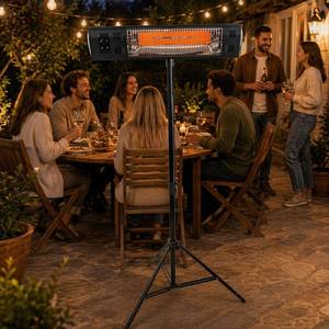 Chauffe-terrasse électrique infrarouge certifié CE avec télécommande, en fibre de carbone, pour extérieur, avec trépied réglable - Product Image 6