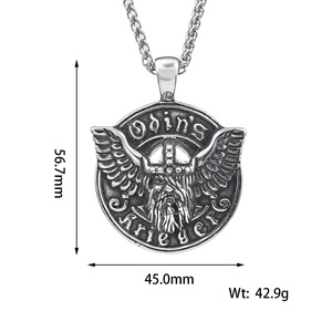 Collar con Colgante Vikingo de Acero Inoxidable Plateado Vintage, Joyería Nórdica, Amuleto Eslavo, Soldado Vikingo, Odín, para Hombre - Product Image 5