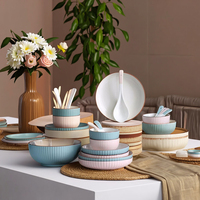 Céramique Moderne Porcelaine Hôtel 32 72 Pièces Embossé Noir Mat Double Bols Assiettes Ensemble Écologique Vaisselle Passe au Lave-Vaisselle