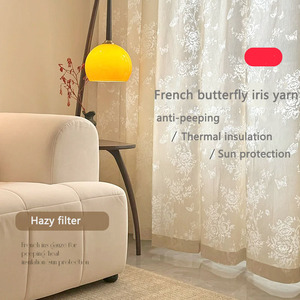 Súper suave mariposa francesa Iris hilo Jacquard cortina gasa aislamiento térmico velo transparente <span class=keywords><strong>cortinas</strong></span> de sala de estar dormitorio - Product Image 4
