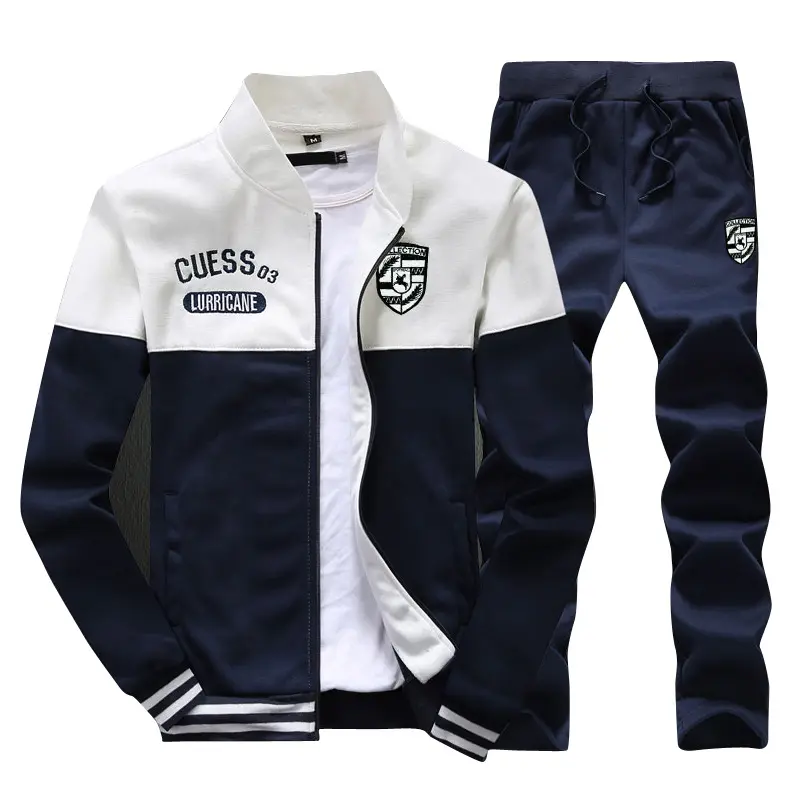 Automne/hiver nouveau style fermeture éclair sport tech formation logo personnalisé blanc survêtement vêtements