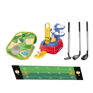 Juguete deportivo de golf para niños, juego de lanzamiento de golf para interiores y exteriores, juego de juguete de entrenamiento de golf con estera de putting y camiseta de bola