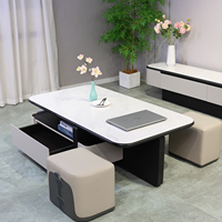 Ensemble de table basse et console TV minimaliste moderne - Finition en marbre de haute qualité - Taille personnalisable - Montage facile - Meubles de salon
