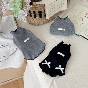 Camiseta elegante de estilo coreano en negro y gris para perros, gatos, perros pequeños, Teddy, Bichon Frise - Product Image 2