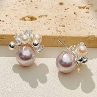 Boucles d'oreilles clous haut de gamme en laiton, motif feux d'artifice perlés, tendance pour accessoires quotidiens