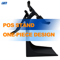 Soporte Metálico Doble para Tablets, Soporte POS para Dos Pantallas, Soporte Ajustable para Dos Tablets, Ancho Ajustable de 135-190 mm, Rotación de 90 Grados, Cable Oculto