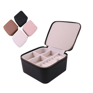 Modern Black Brown Pink White PU Travel <strong>Jewelry</strong> Organizer Case with <strong>Mini</strong> Tray for Ring Earring Necklace Storage <strong>Mini</strong> <strong>Jewelry</strong> <strong>Box</strong> - Product Image 1