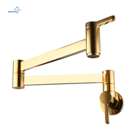 Aquacubic Robinet de remplissage de casseroles mural Robinet d'évier de cuisine pliable avec double bras pivotant dans un corps en laiton