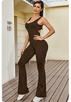Europäischer Stil Rückenfreier V-Ausschnitt Pfirsich-Hüfte Einteiliger Yoga-Jumpsuit für Damen
