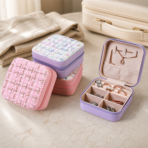 Boîte de rangement portable en PU de qualité supérieure pour bijoux, avec fermeture éclair, pour boucles d'oreilles, clous, colliers et bagues - Vente en gros fabricant - Product Image 2