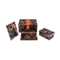 Tortoiseshell bingkai foto akrilik dengan braket logam 4x6 "akrilik bening depan & Vintage tortoishell gaya kembali