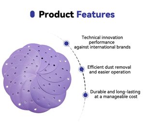 लंबे जीवनकाल 17 छेद बैंगनी सिरेमिक सैंडिंग डिस्क हुक और लूप बैकअप के साथ - Product Image 4