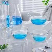 Plat à évaporation en verre borosilicate 3.3 transparent de haute qualité pour laboratoire scientifique, 60mm-150mm, à fond plat ou rond, avec bec verseur