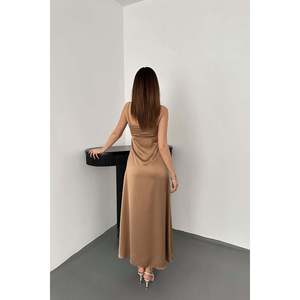Vestido de Noche de Satén con Tirantes de Visón al por Mayor - Product Image 1