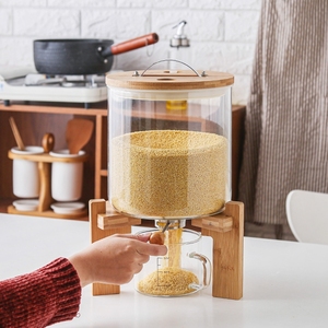 Frascos vacíos de almacenamiento de vidrio de borosilicato alto con tapa de bambú para Cocina - Product Image 5