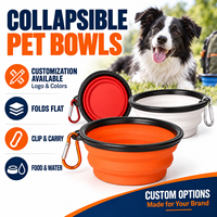 Bol pliable pour chien de 350 ml en silicone, bol portable pour nourriture et eau pour animaux de compagnie avec mousqueton pour les voyages, les promenades et la randonnée