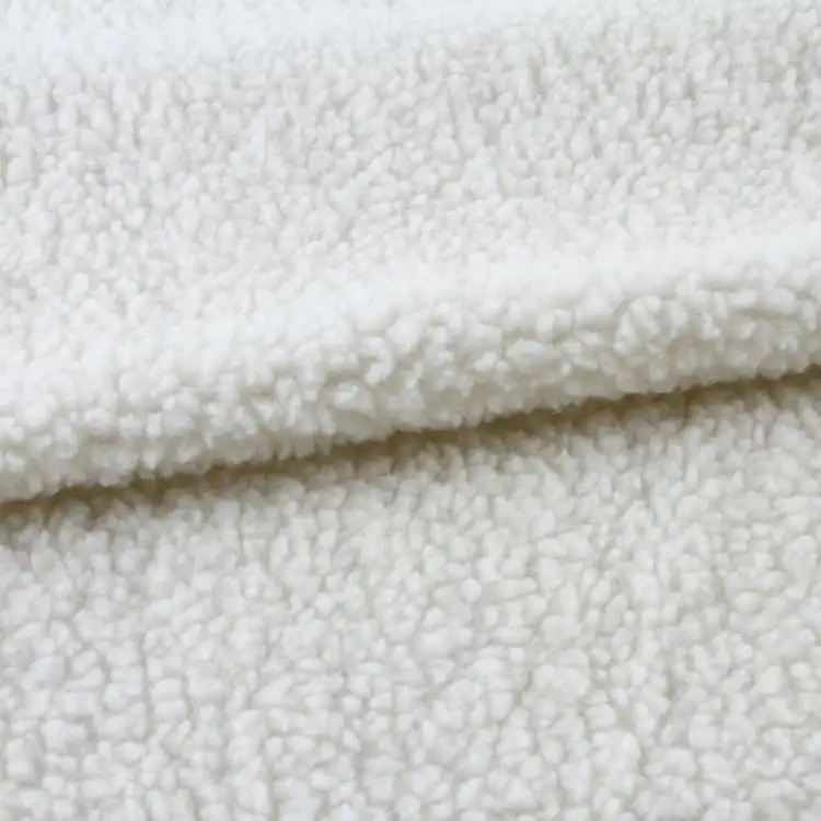 Chine fournisseur blanc 100% polyester filé tricoté sherpa brossé tissu polaire en gros