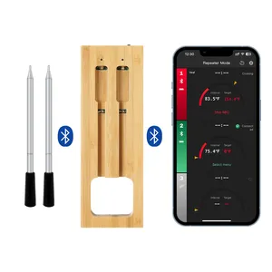 Termometer daging Bluetooth nirkabel antiair BBQ, makanan dapur ditingkatkan 263 kaki termometer makanan baca instan dengan Repeater