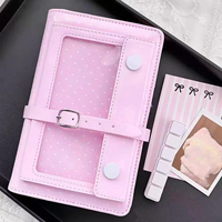 Carnet en cuir A6 à feuilles mobiles, style coréen, à pois, style Ins, avec fenêtre, pour journal intime DIY, thème fraise et chocolat coréens