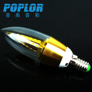 Bombilla LED Poplor tipo vela, 5W, E14, base de aluminio, fuente de luz de cristal de alto brillo - Product Image 1