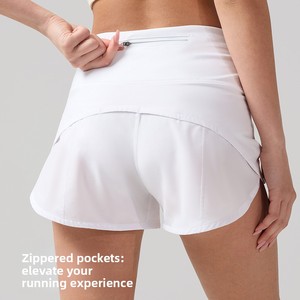 Shorts de sport pour femme effet rafraîchissant, anti-transparence, style <span class=keywords><strong>Lulu</strong></span>, séchage rapide, respirant, avec poches, infroissable, pour le fitness et <span class=keywords><strong>la</strong></span> course - Product Image 3