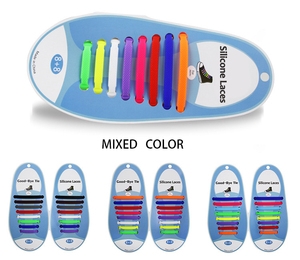 Lacets de chaussures élastiques en silicone multicolores tendance, sans nœuds, pour baskets décontractées - Product Image 1