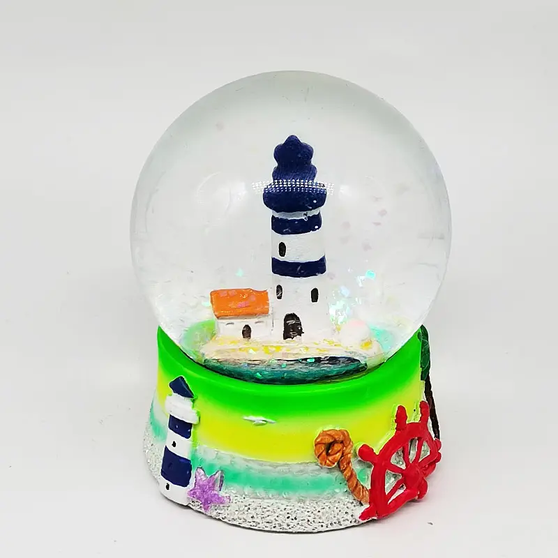 Estatuilla de globo de agua de piedra de faro Global SNOW con brillo brillante coleccionable novedad ornamento SNOWGLOBE para decoración del hogar