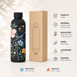 Botella de Agua Aislada de Acero Inoxidable de 500 ml, Ecológica, Clásica y Personalizada, Termo para Viajes, Oficina y Regalos - Product Image 5