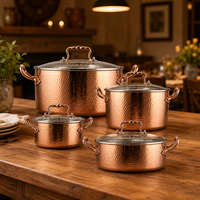 Ensemble de casseroles et poêles en acier inoxydable 5 plis, style américain, durable, compatible induction, 4 pièces avec couvercles, vente en gros