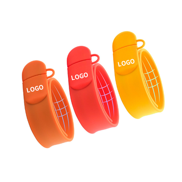 Promotional USB Flash Drive Custom Logo Slap Band Shape 16gb Wristband Pen Flash Drive for Laptop