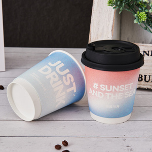 <b>Disposable</b> Eco-friendly Biodegradable Double-wall Paper <b>Cup</b> to Take Away Hot Coffee Milk Tea <b>Cup</b> - Product Image 3