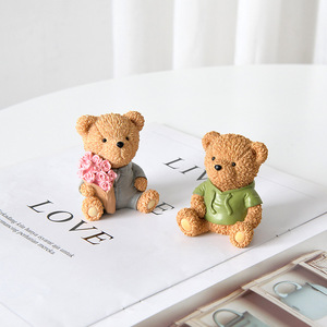 Teddy Bear Figurine Resin Craft Desktop Ornament Handmade Animal Shape Home Decoration Gift - Product Image 1