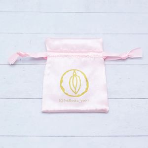 Custom Satin <b>Drawstring</b> Jewelry Dust Bag with logo pink Satin Gift <b>Pouches</b> - Product Image 2