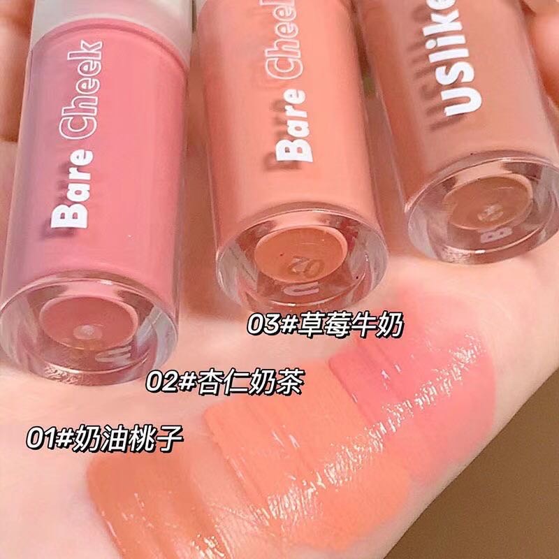 Uslike Жидкий Макияж Румяна для щек, Жидкий тональный крем румяна Face Beauty Водонепроницаемый Розовый Контур 3 вида цветов тинт для губ двойного назначения для макияжа