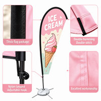 Drapeaux de plage en forme de larme, imprimés par sublimation double face, pour expositions publicitaires en plein air, drapeaux plume