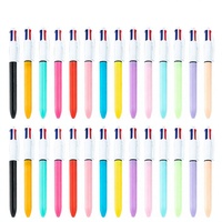 Stylo de bureau et d'étude multifonction 4-en-1 en plastique multicolore 1,0 mm à pression, marqueur surligneur et stylo à bille