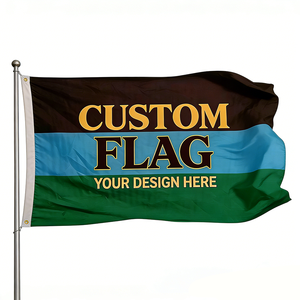 Drapeau de sport d'extérieur personnalisé en polyester à rayures noires, bleues et vertes, imprimé graphique, pour tournois, vente en gros - Product Image 1