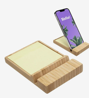 Distributeur de notes adhésives en bambou FSC avec support de téléphone, logo personnalisé imprimé, publicité promotionnelle, papeterie de bureau, cadeau