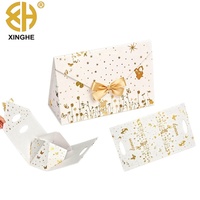 Boîte cadeau triangulaire de luxe haut de gamme avec logo personnalisé en bronze, en carton écologique recyclable, pliable, pour mariage
