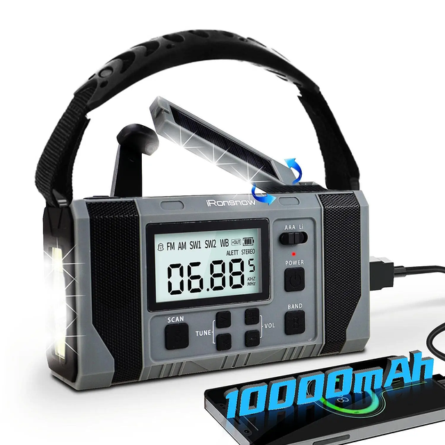 Hot Sale 10000mAh Rechargeable Battery Led Flashlight Radio Portable AM FM SW WB Dynamo Emergency Solar Hand Crank Radio