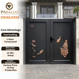 Puertas Dobles <span class=keywords><strong>de</strong></span> <span class=keywords><strong>Entrada</strong></span> para Jardín, Casa o Villa, <span class=keywords><strong>de</strong></span> Aluminio <span class=keywords><strong>de</strong></span> Lujo, Diseño Creativo, Precio <span class=keywords><strong>de</strong></span> Fábrica OEM PSL 2026 - Product Image 1