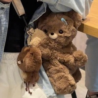 Sac à dos en peluche double épaule unisexe, motif ours mignon en forme de cœur, cadeau d'anniversaire de grande valeur