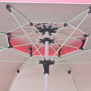 Parasol de plage double toit 150 cm avec logo personnalisé, armature en fibre de verre argentée, parasol publicitaire extérieur - Product Image 2