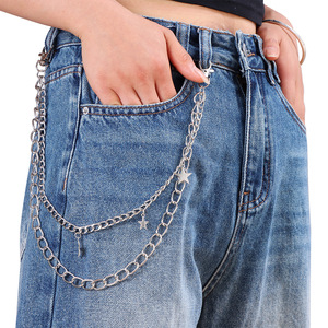 Chaîne de pantalon double couche en métal Yueli avec pendentif étoile en alliage de zinc, chaîne de taille unisexe pour usage quotidien - Product Image 1