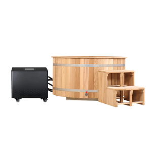 Baignoire Spa Moderne <span class=keywords><strong>en</strong></span> <span class=keywords><strong>Bois</strong></span> Massif de Cèdre Rouge pour Intérieur avec Seau à Glace, Autoportante, Écologique, Forme Immersible - Product Image 2