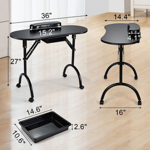 <span class=keywords><strong>Table</strong></span> de <span class=keywords><strong>Manucure</strong></span> Pliable Portable en Métal à Roulettes Grande Capacité Poste de Travail pour Ongles pour Salon de Beauté avec Sac de Transport à Fermeture Ouverte - Product Image 6