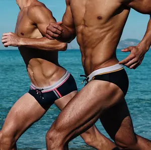 Costume da bagno da <span class=keywords><strong>uomo</strong></span> Sexy con Design a gradiente e Design <span class=keywords><strong>brasiliano</strong></span> costume da bagno a tinta unita con coulisse a vita bassa 1 pezzo - Product Image 1