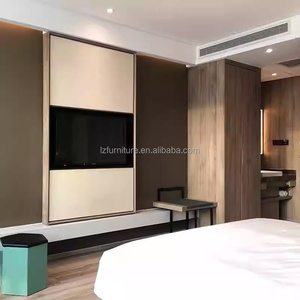 Commerical Furniture 3 Star Hotel Bedroom Sets Wood Bed Frame With Mattress Nightstands Wardrobe Desk Chair Side Table & <b>TV</b> <b>Unit</b> - Product Image 1