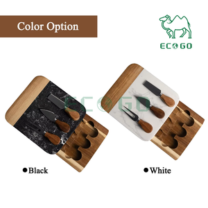 Planche à fromage en bois de bambou et marbre avec couteau à fromage - Product Image 6