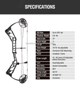 Arc à poulies Topoint T1 pour <span class=keywords><strong>la</strong></span> chasse, ensemble arc et flèches, riser et cames d'arc à poulies usinés par CNC, RH et LH, OEM/ODM - Product Image 5